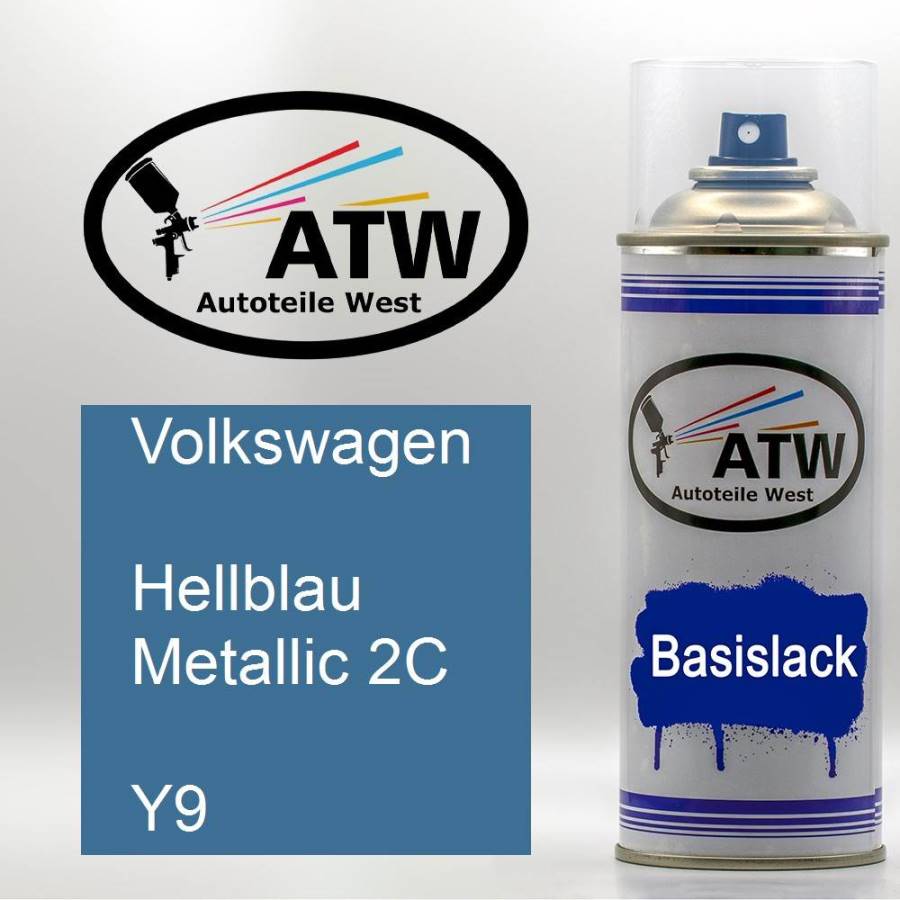 Volkswagen, Hellblau Metallic 2C, Y9: 400ml Sprühdose, von ATW Autoteile West.